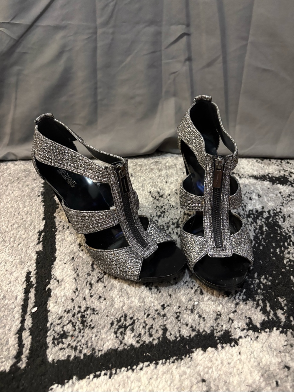 Michael Kors Sparkling Silver Women’s Strappy High Heel Sandals